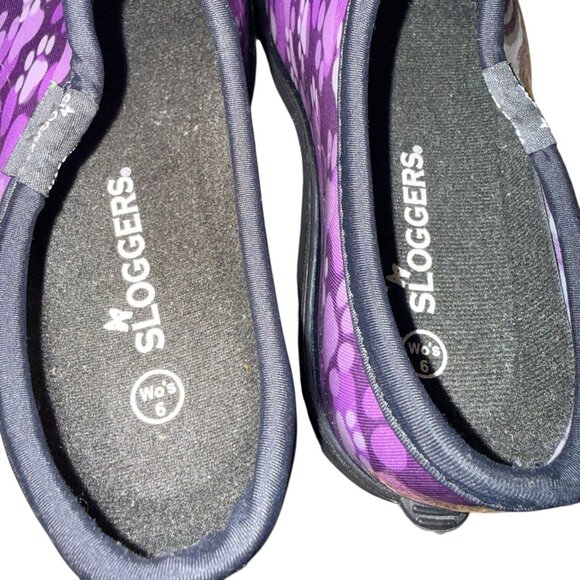 SLOGGERS Women's Sz 6 Garden/Rain Shoes Purple Paw Print - Picture 6 of 6